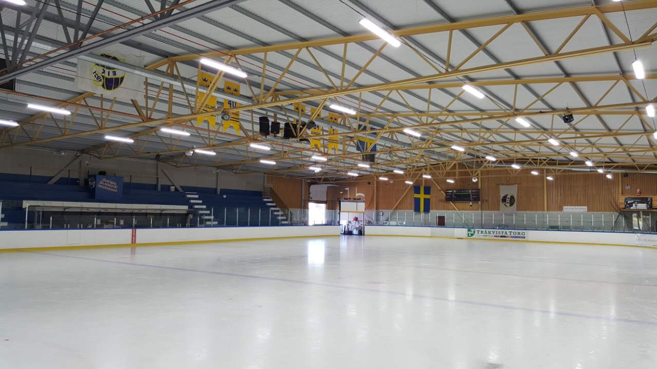 linear led high bay application project in Sweden for Hockey field