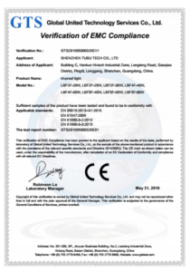 emc certification for led tri-proof light