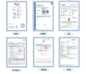 tubu tech iso enec cb ce saa ip69k ik10 emc lvdand product certificates