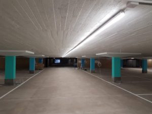 seamless led linear fixture application at parking lot