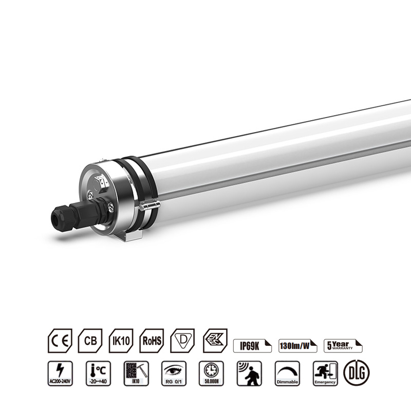 tubular LED tri proof light with single tube inside