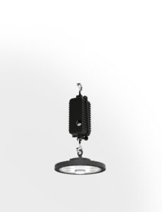 Smart adjustable LED high bay light with sensor has reserve emergency power interface and external dimming interface area-1